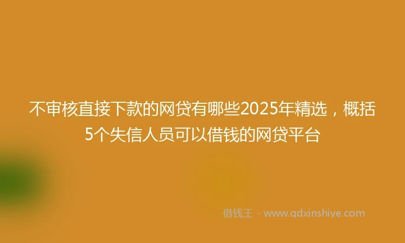 不审核直接下款的网贷有哪些2025年精选，概括5个失信人员可以借钱的网贷平台