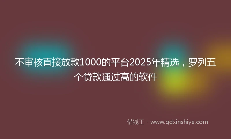 不审核直接放款1000的平台2025年精选，罗列五个贷款通过高的软件