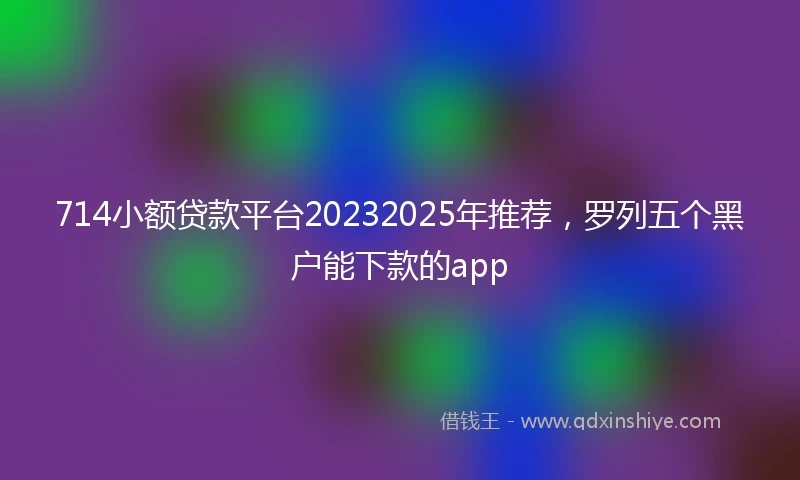 714小额贷款平台20232025年推荐，罗列五个黑户能下款的app