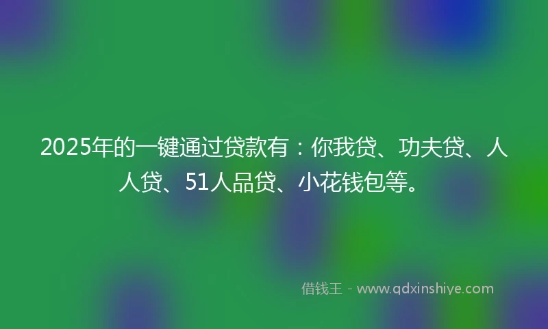 2025年的一键通过贷款有：你我贷、功夫贷、人人贷、51人品贷、小花钱包等。
