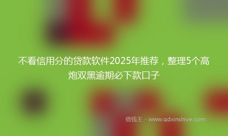 不看信用分的贷款软件2025年推荐，整理5个高炮双黑逾期必下款口子