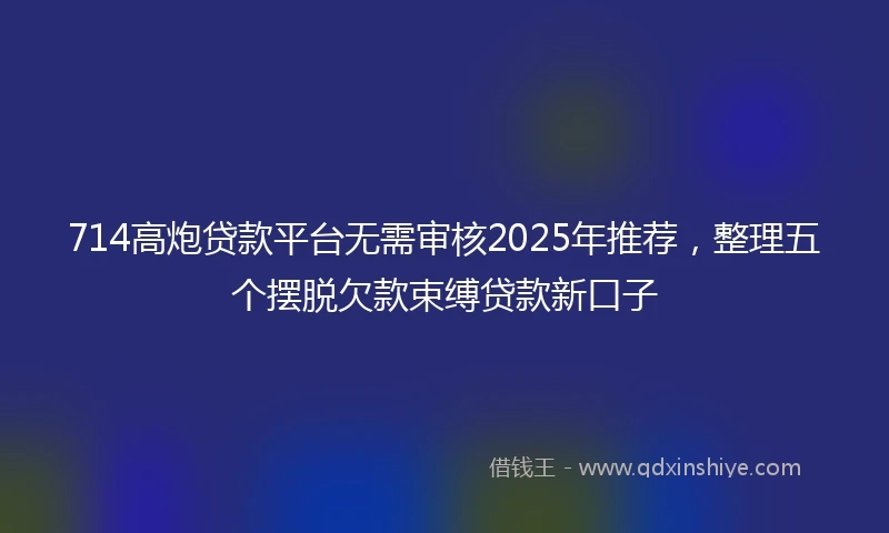 714高炮贷款平台无需审核2025年推荐，整理五个摆脱欠款束缚贷款新口子