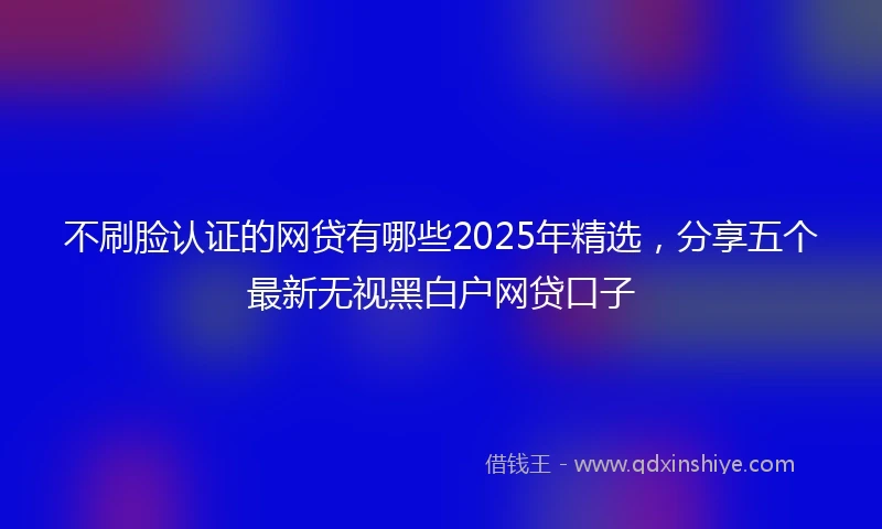 不刷脸认证的网贷有哪些2025年精选，分享五个最新无视黑白户网贷口子