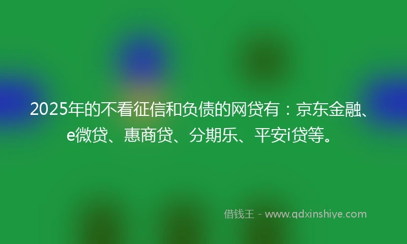 2025年的不看征信和负债的网贷有：京东金融、e微贷、惠商贷、分期乐、平安i贷等。