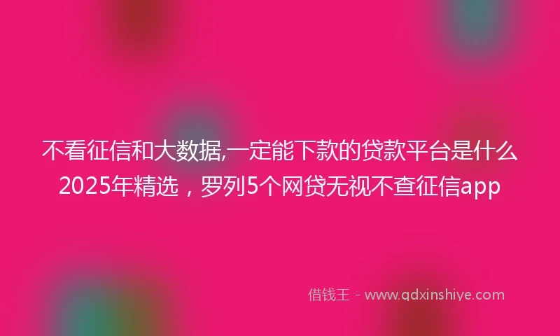 不看征信和大数据,一定能下款的贷款平台是什么2025年精选，罗列5个网贷无视不查征信app
