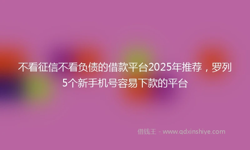 不看征信不看负债的借款平台2025年推荐，罗列5个新手机号容易下款的平台