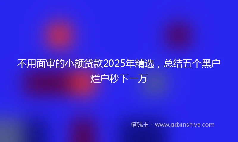 不用面审的小额贷款2025年精选，总结五个黑户烂户秒下一万