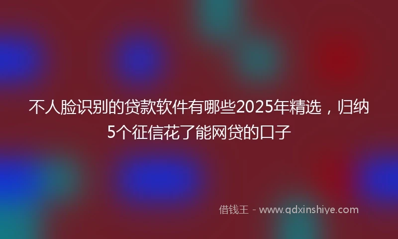 不人脸识别的贷款软件有哪些2025年精选，归纳5个征信花了能网贷的口子