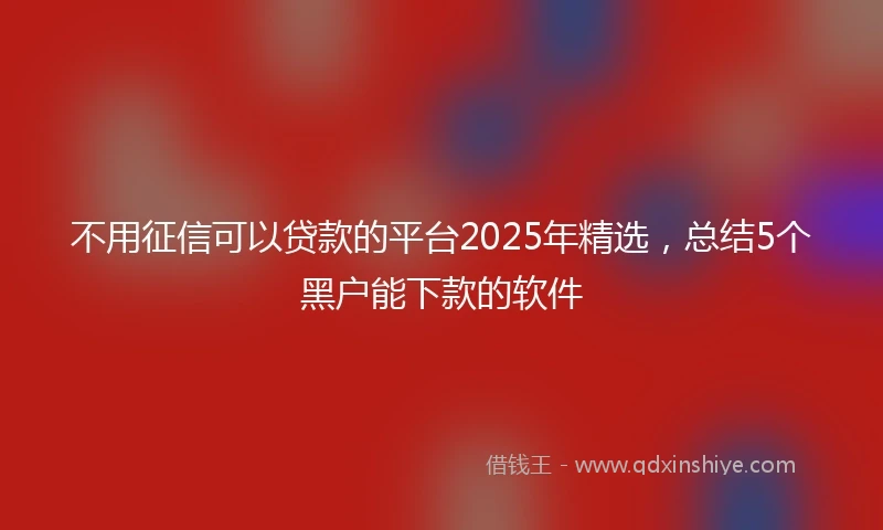 不用征信可以贷款的平台2025年精选，总结5个黑户能下款的软件