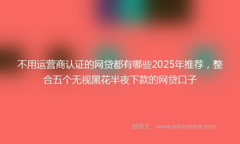 不用运营商认证的网贷都有哪些2025年推荐，整合五个无视黑花半夜下款的网贷口子