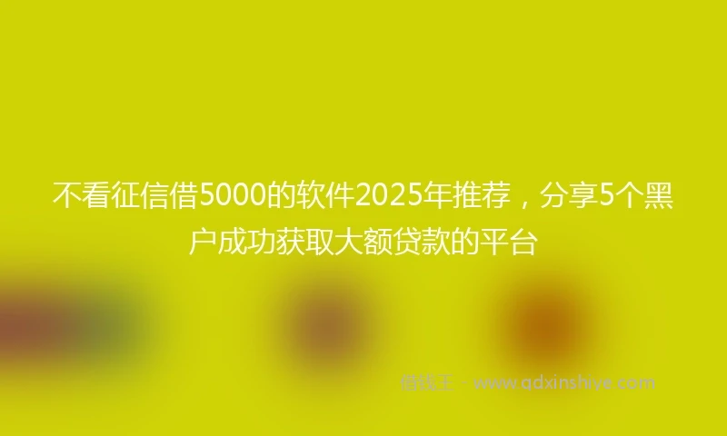不看征信借5000的软件2025年推荐，分享5个黑户成功获取大额贷款的平台