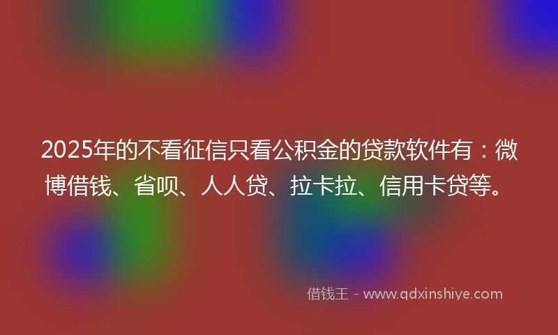 2025年的不看征信只看公积金的贷款软件有：微博借钱、省呗、人人贷、拉卡拉、信用卡贷等。