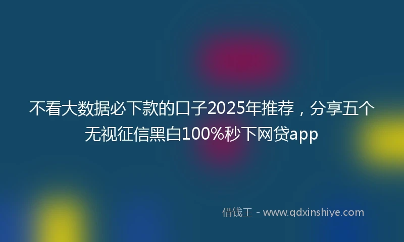 不看大数据必下款的口子2025年推荐，分享五个无视征信黑白100%秒下网贷app