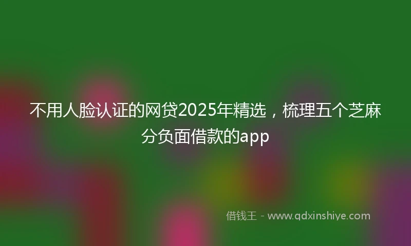 不用人脸认证的网贷2025年精选，梳理五个芝麻分负面借款的app