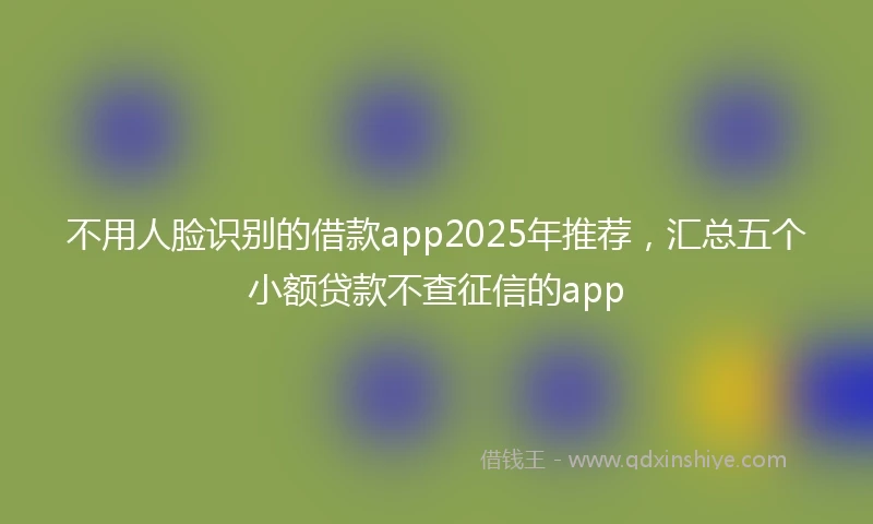 不用人脸识别的借款app2025年推荐，汇总五个小额贷款不查征信的app