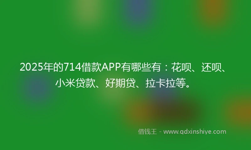 2025年的714借款APP有哪些有：花呗、还呗、小米贷款、好期贷、拉卡拉等。
