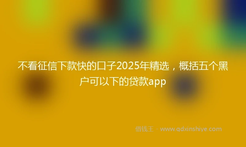 不看征信下款快的口子2025年精选，概括五个黑户可以下的贷款app