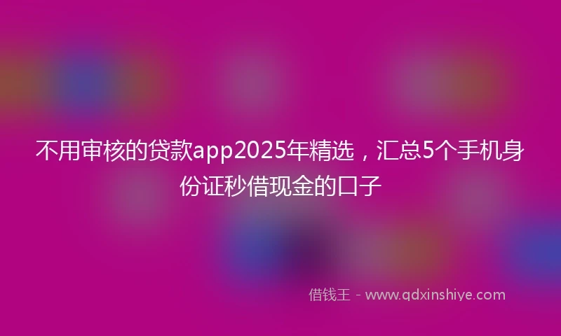 不用审核的贷款app2025年精选，汇总5个手机身份证秒借现金的口子
