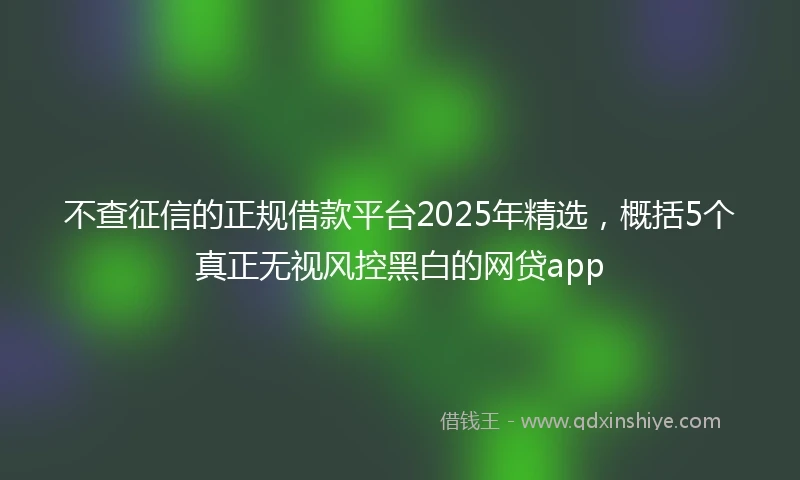 不查征信的正规借款平台2025年精选，概括5个真正无视风控黑白的网贷app