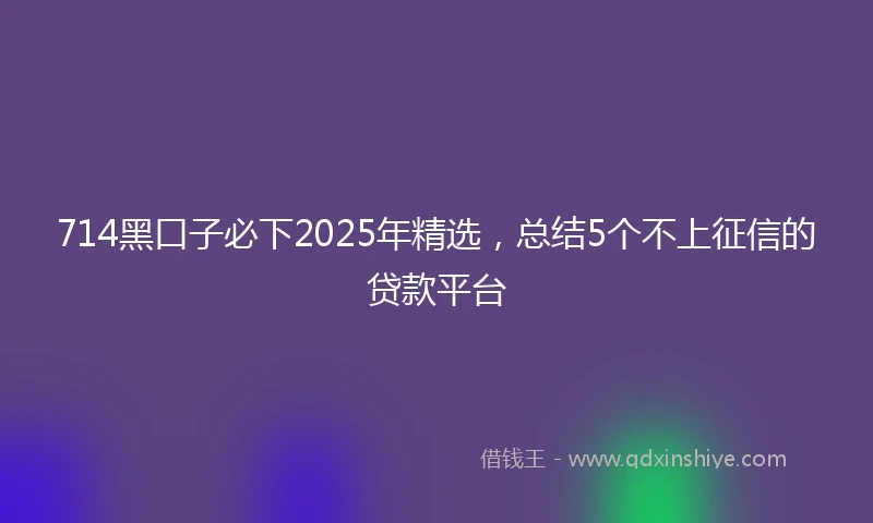714黑口子必下2025年精选，总结5个不上征信的贷款平台