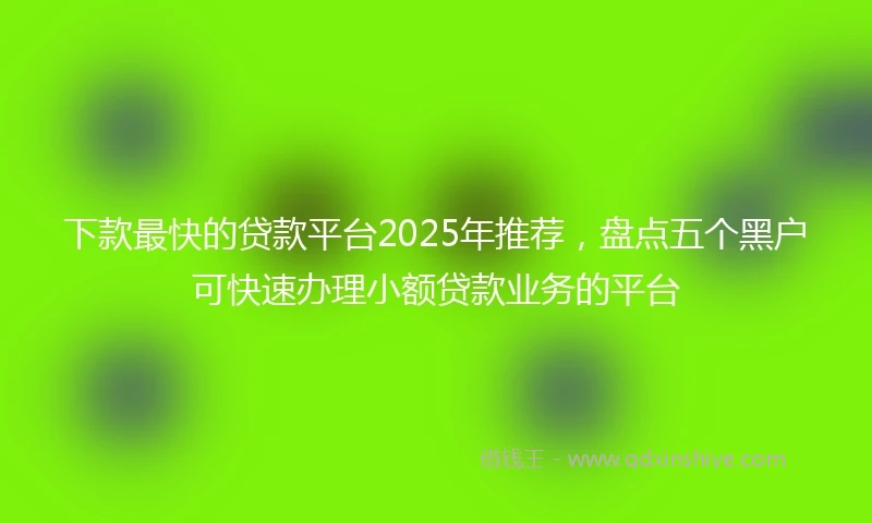 下款最快的贷款平台2025年推荐,盘点五个黑户可快速办理小额贷款业务的平台