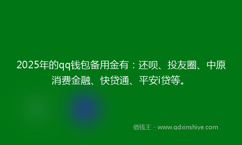 2025年的qq钱包备用金有：还呗、投友圈、中原消费金融、快贷通、平安i贷等。