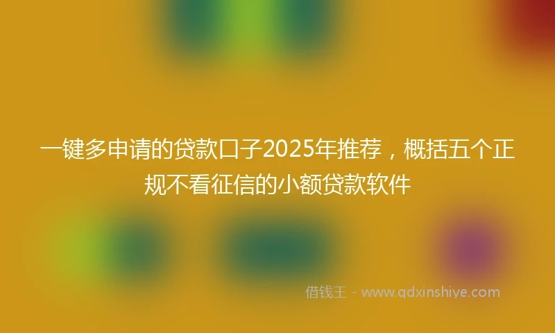 一键多申请的贷款口子2025年推荐，概括五个正规不看征信的小额贷款软件