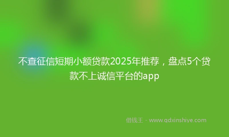 不查征信短期小额贷款2025年推荐，盘点5个贷款不上诚信平台的app