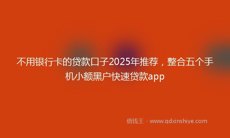 不用银行卡的贷款口子2025年推荐，整合五个手机小额黑户快速贷款app