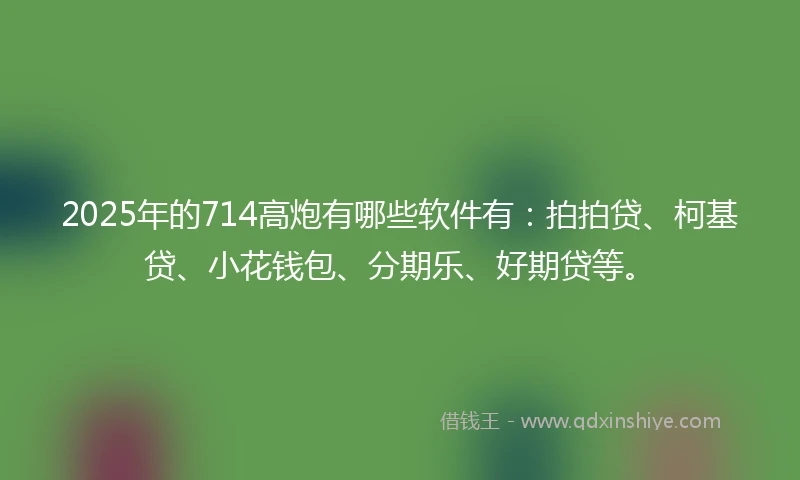 2025年的714高炮有哪些软件有：拍拍贷、柯基贷、小花钱包、分期乐、好期贷等。