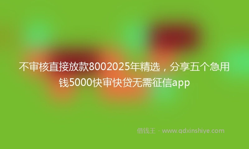 不审核直接放款8002025年精选，分享五个急用钱5000快审快贷无需征信app
