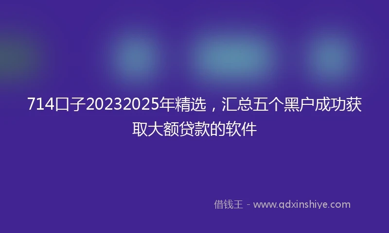 714口子20232025年精选，汇总五个黑户成功获取大额贷款的软件