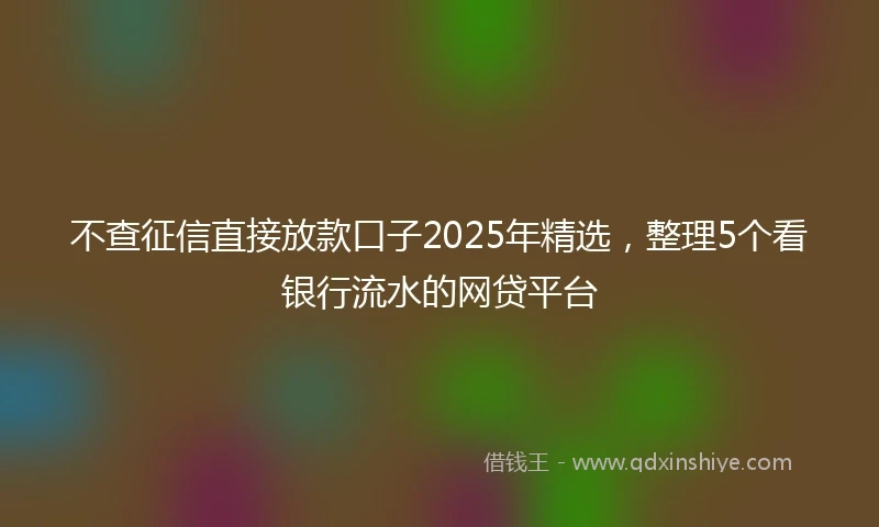 不查征信直接放款口子2025年精选，整理5个看银行流水的网贷平台