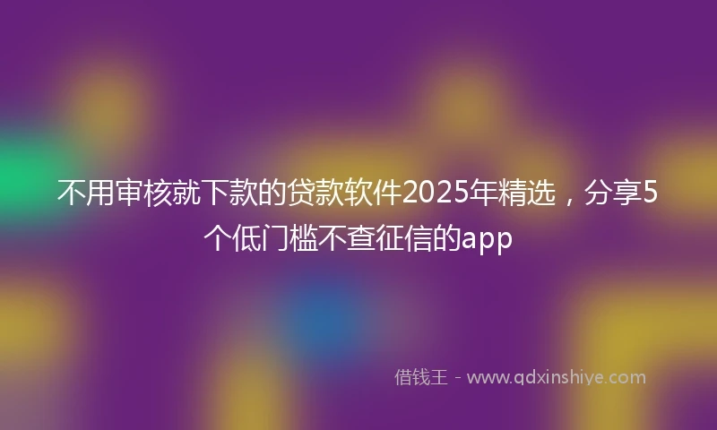 不用审核就下款的贷款软件2025年精选，分享5个低门槛不查征信的app