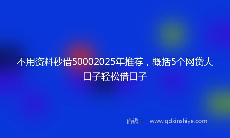 不用资料秒借50002025年推荐，概括5个网贷大口子轻松借口子