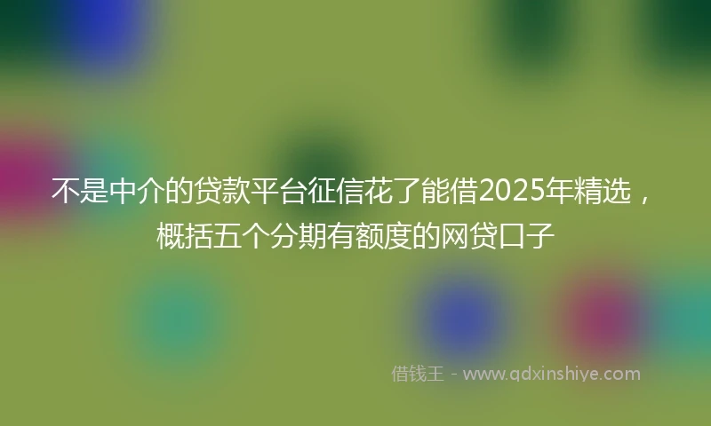 不是中介的贷款平台征信花了能借2025年精选，概括五个分期有额度的网贷口子