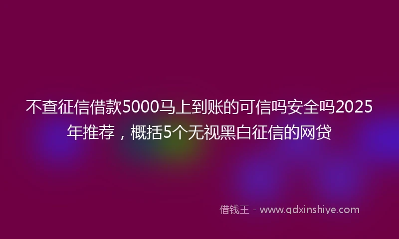 不查征信借款5000马上到账的可信吗安全吗2025年推荐，概括5个无视黑白征信的网贷