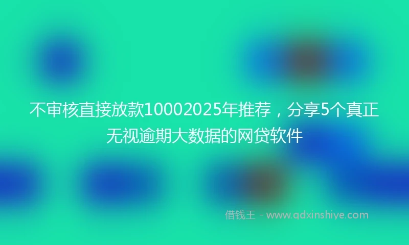 不审核直接放款10002025年推荐，分享5个真正无视逾期大数据的网贷软件