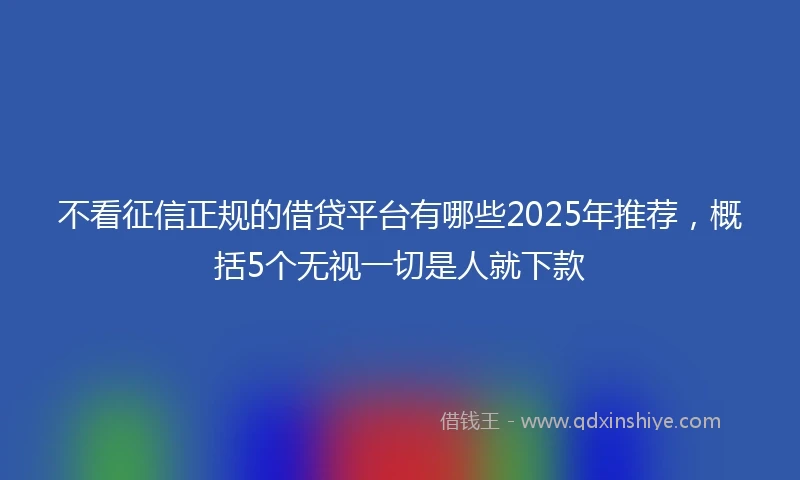 不看征信正规的借贷平台有哪些2025年推荐，概括5个无视一切是人就下款