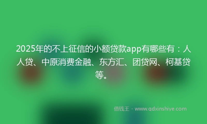 2025年的不上征信的小额贷款app有哪些有：人人贷、中原消费金融、东方汇、团贷网、柯基贷等。