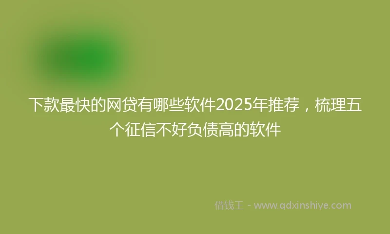 下款最快的网贷有哪些软件2025年推荐,梳理五个征信不好负债高的软件