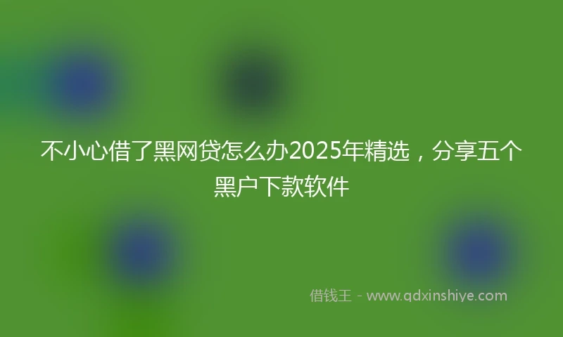 不小心借了黑网贷怎么办2025年精选，分享五个黑户下款软件