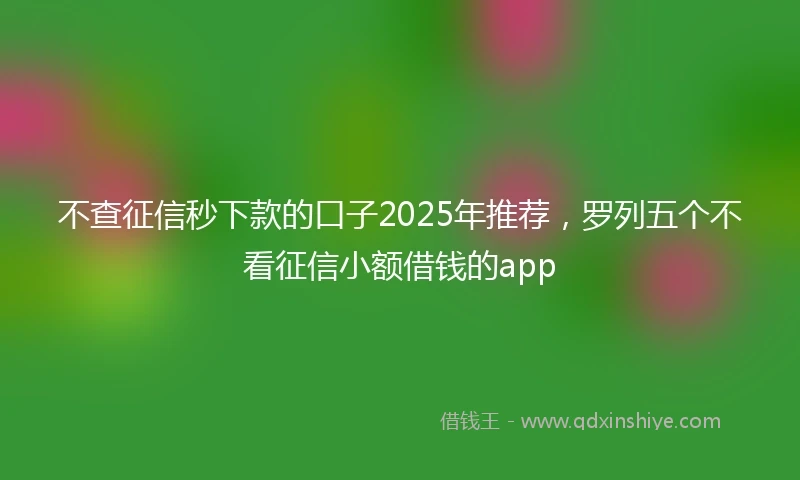 不查征信秒下款的口子2025年推荐，罗列五个不看征信小额借钱的app