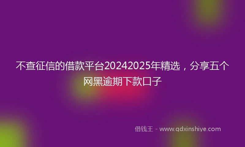 不查征信的借款平台20242025年精选,分享五个网黑逾期下款口子