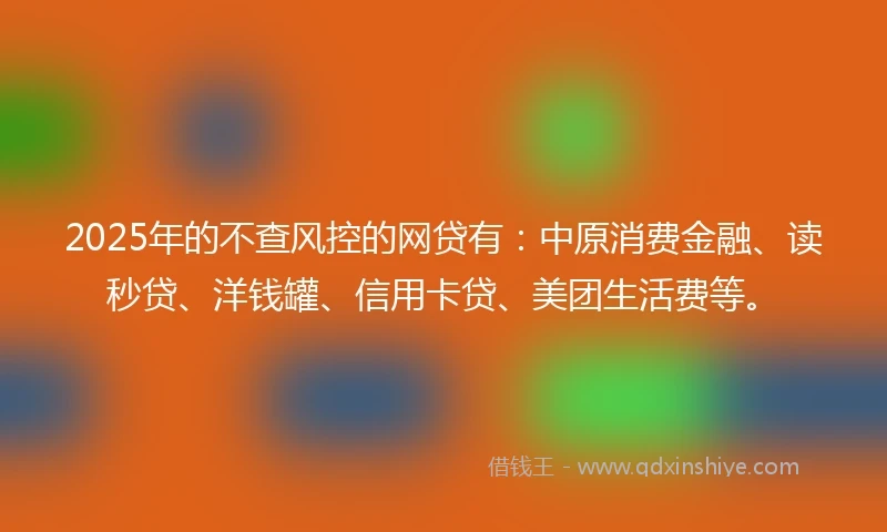 2025年的不查风控的网贷有：中原消费金融、读秒贷、洋钱罐、信用卡贷、美团生活费等。
