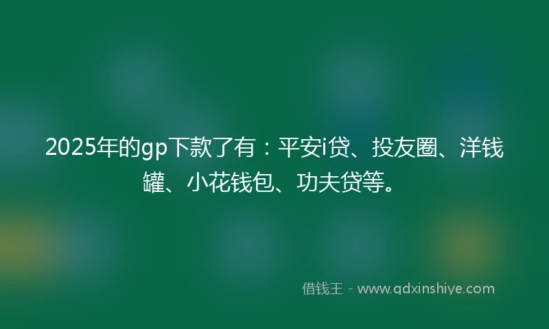 2025年的gp下款了有：平安i贷、投友圈、洋钱罐、小花钱包、功夫贷等。