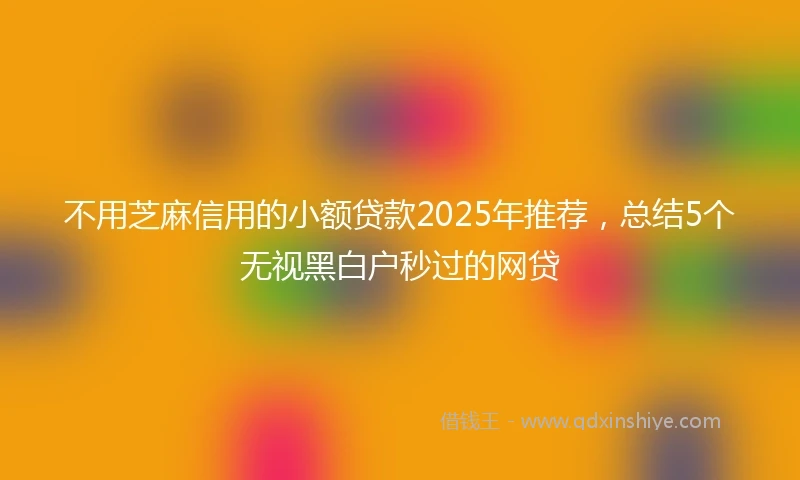 不用芝麻信用的小额贷款2025年推荐，总结5个无视黑白户秒过的网贷