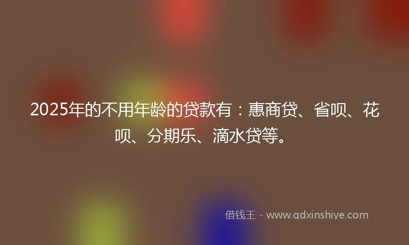 2025年的不用年龄的贷款有：惠商贷、省呗、花呗、分期乐、滴水贷等。