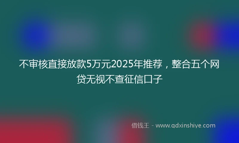 不审核直接放款5万元2025年推荐，整合五个网贷无视不查征信口子