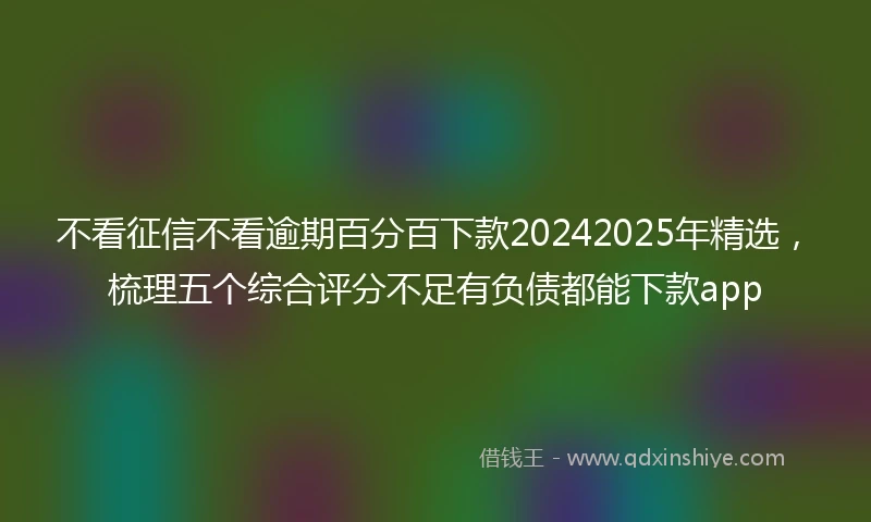 不看征信不看逾期百分百下款20242025年精选,梳理五个综合评分不足有负债都能下款app